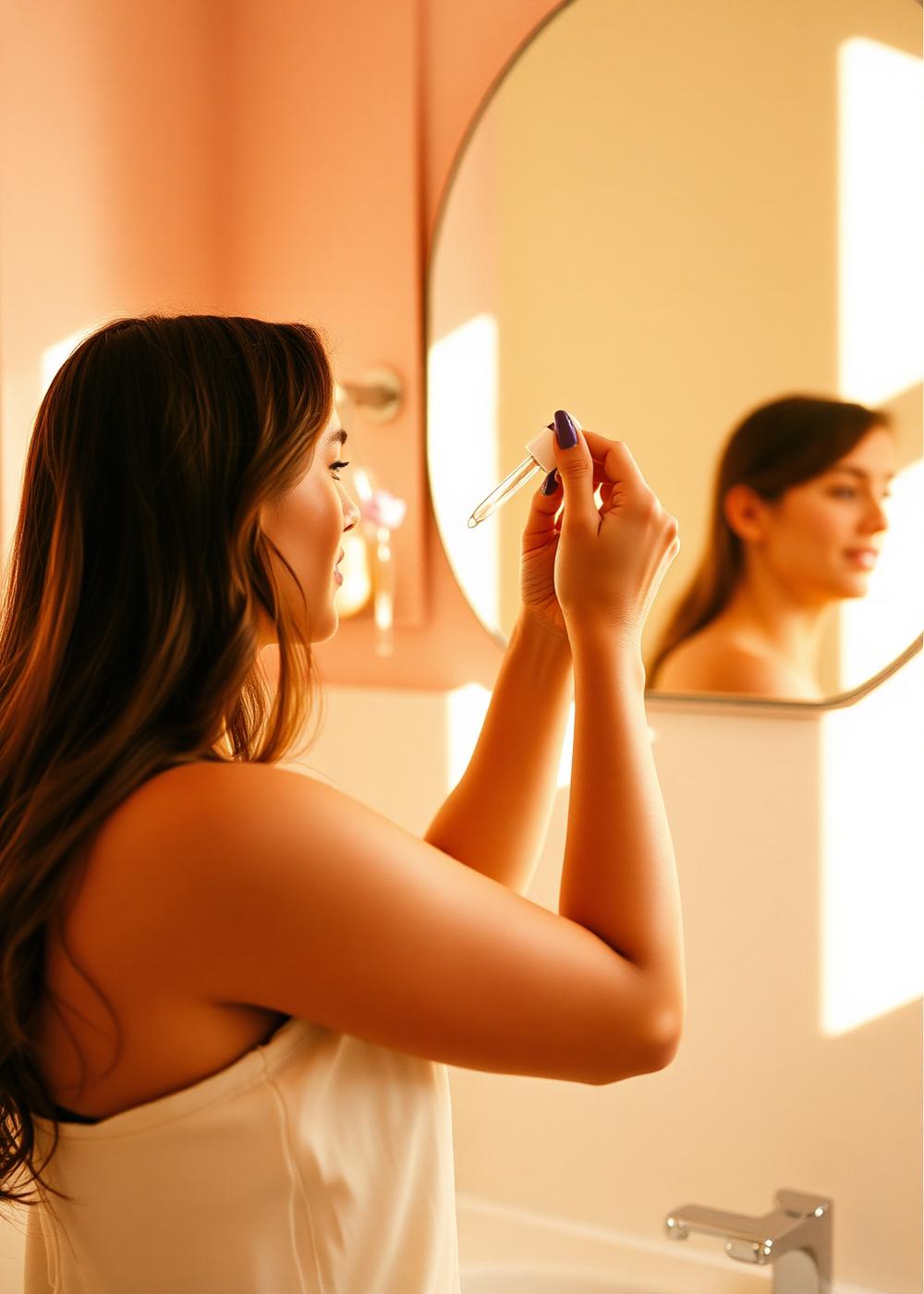 Applying the scalp oil in morning light
