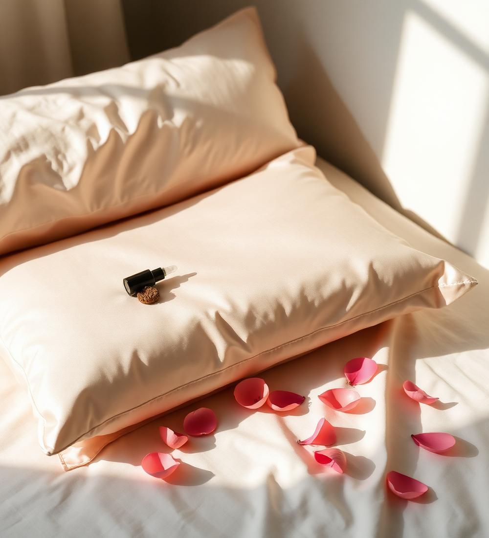 Silk pillowcase with the overnight serum
